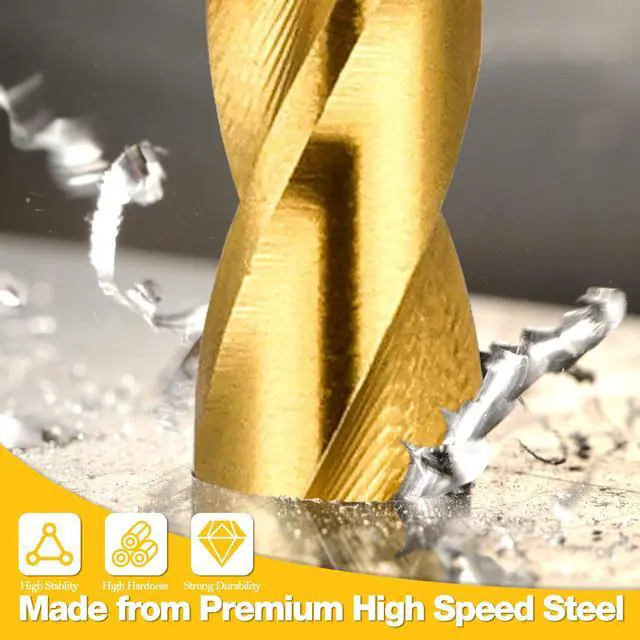 Alt view image 2 of 7 - 1/16" Titanium Drill Bits, HSS Metal Jobber Length Twist Drill Bits, 135° Split Point, Suitable for Drilling in Metal, Plastic, Wood, Pack of 20pcs