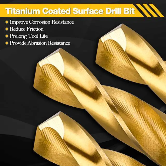 Alt view image 3 of 7 - 1/16" Titanium Drill Bits, HSS Metal Jobber Length Twist Drill Bits, 135° Split Point, Suitable for Drilling in Metal, Plastic, Wood, Pack of 20pcs