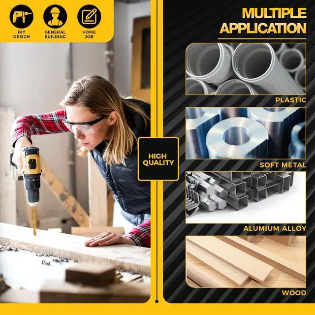 Alt view image 6 of 7 - 1/16" Titanium Drill Bits, HSS Metal Jobber Length Twist Drill Bits, 135° Split Point, Suitable for Drilling in Metal, Plastic, Wood, Pack of 20pcs