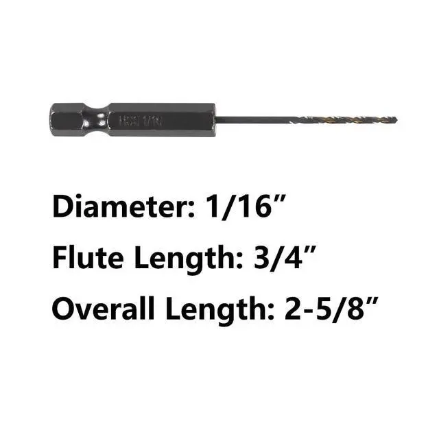 Alt view image 2 of 7 - 10PCS 1/16" Impact Hex Drill Bit Set, Black Gold Drill Bits Set, HSS Quick Change Impact Driver Drill Bit Set for Copper, Aluminum, Zinc Alloy, Wood, Plastic
