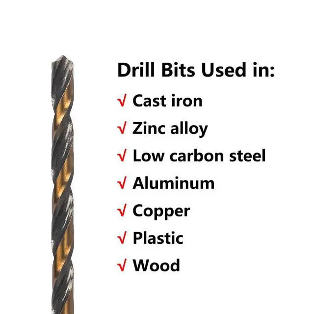 Alt view image 7 of 7 - 10PCS 1/16" Impact Hex Drill Bit Set, Black Gold Drill Bits Set, HSS Quick Change Impact Driver Drill Bit Set for Copper, Aluminum, Zinc Alloy, Wood, Plastic