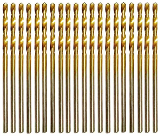 Main image of 1/16" Mini Titanium Twist Drill Bit Set (20Pcs), HSS43 Fully Ground Micro Drill Bits for Wood, Metal,Plastic, Aluminum Alloy,Steels