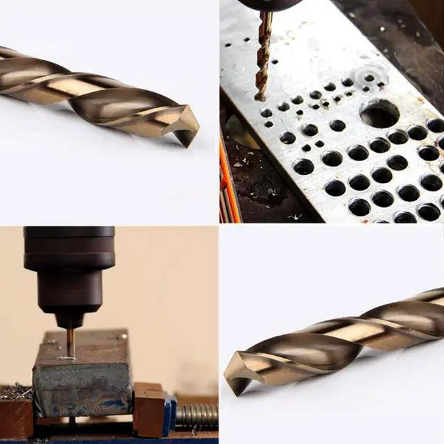 Alt view image 6 of 6 - Cobalt Drill Bit Set, 1/16" to 13/64" M35 Jobber Length Twist Drill Bits for Hard Metal Cast Iron Stainless Steel Wood Plastic 10PCS