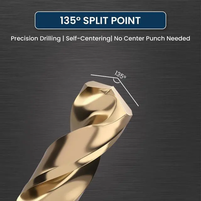 Alt view image 3 of 7 - M35 Cobalt HSS Jobber Length Twist Drill Bit with Straight Shank, Heavy Duty, Drilling for Cast Iron, Heat-Treated Steel, Stainless Steel and Other Hard Materials, 10 pcs, 1/16"