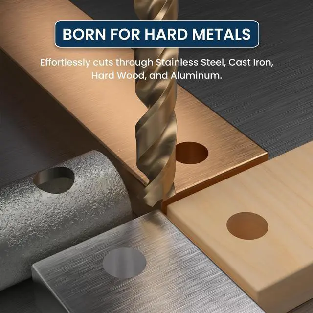 Alt view image 5 of 7 - M35 Cobalt HSS Jobber Length Twist Drill Bit with Straight Shank, Heavy Duty, Drilling for Cast Iron, Heat-Treated Steel, Stainless Steel and Other Hard Materials, 10 pcs, 1/16"