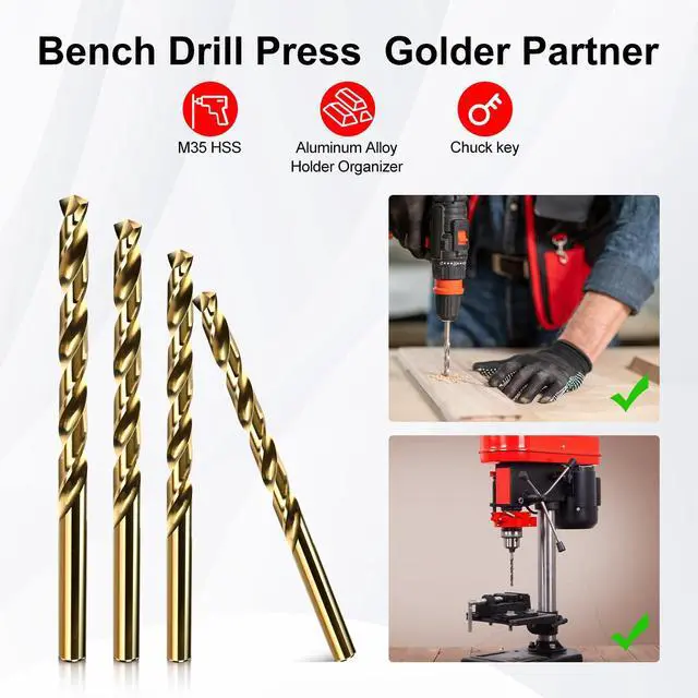 Alt view image 2 of 6 - Drill Bit Set,10pcs (1/16") M35 HSS Twist Cobalt Drill Bits for Stainless Steel, Hardened Steel, Cast Iron, Plastic and Wood,AM07C