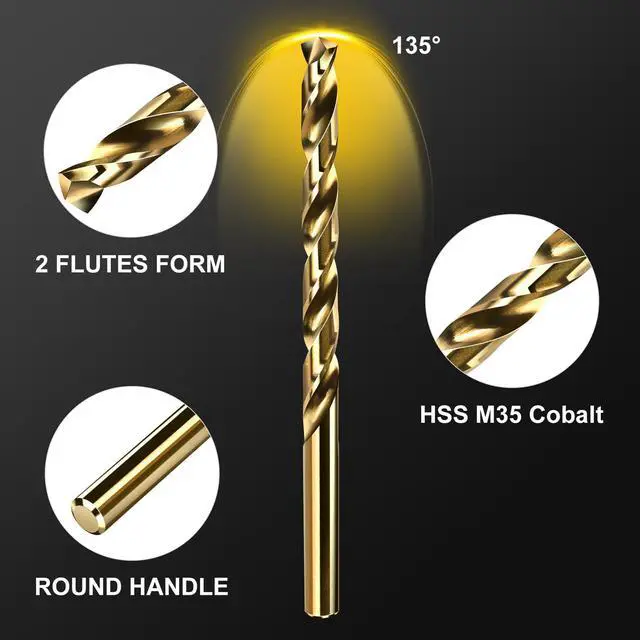 Alt view image 4 of 6 - Drill Bit Set,10pcs (1/16") M35 HSS Twist Cobalt Drill Bits for Stainless Steel, Hardened Steel, Cast Iron, Plastic and Wood,AM07C