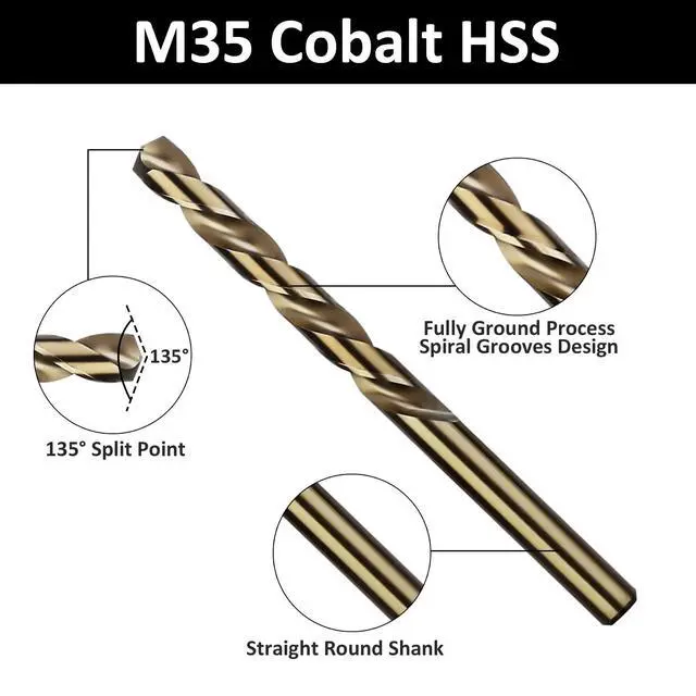 Alt view image 2 of 6 - 1/16" Cobalt Drill Bits 12Pcs, M35 HSS Metal Drill Bit Set with Storage Case for Hard Metal, Stainless Steel, Cast Iron
