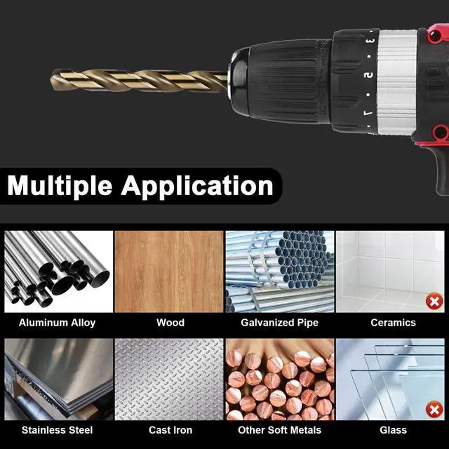 Alt view image 4 of 6 - 1/16" Cobalt Drill Bits 12Pcs, M35 HSS Metal Drill Bit Set with Storage Case for Hard Metal, Stainless Steel, Cast Iron