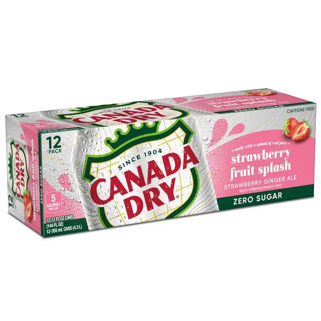 Alt view image 4 of 7 - Fruit Splash Strawberry Ginger Ale Zero Sugar Soda, 12 fl oz cans, 12 pack