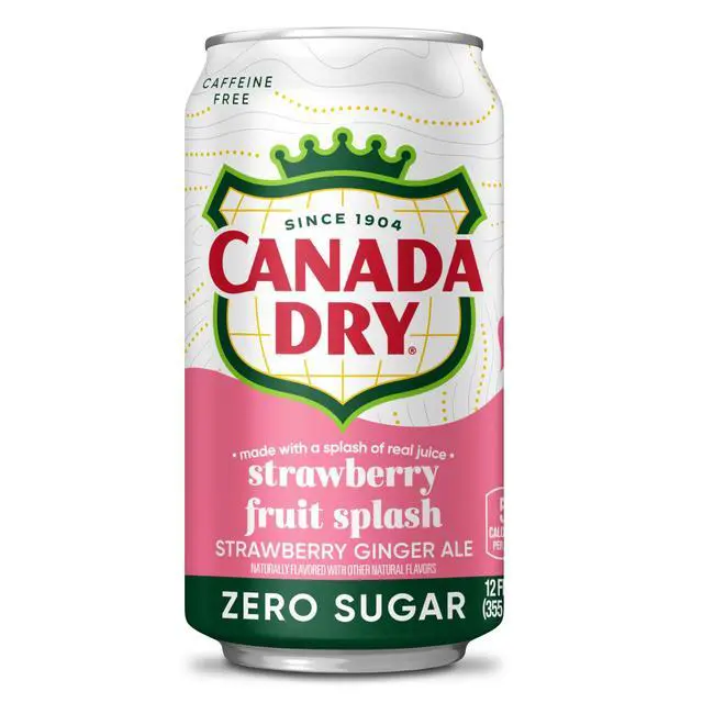 Alt view image 3 of 7 - Fruit Splash Strawberry Ginger Ale Zero Sugar Soda, 12 fl oz cans, 12 pack