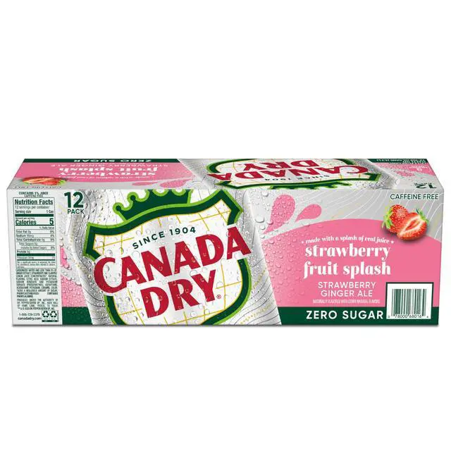 Alt view image 6 of 7 - Fruit Splash Strawberry Ginger Ale Zero Sugar Soda, 12 fl oz cans, 12 pack