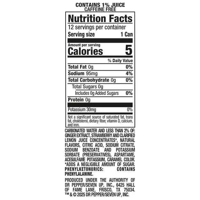 Alt view image 7 of 7 - Fruit Splash Strawberry Ginger Ale Zero Sugar Soda, 12 fl oz cans, 12 pack