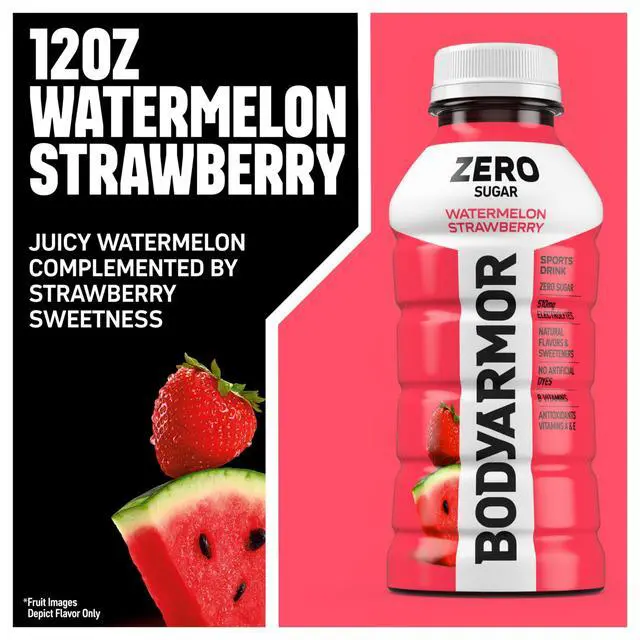 Alt view image 3 of 7 - ZERO Sugar Watermelon Strawberry Electrolyte Drink, Natural Flavors, 12 Fl Oz Bottles (8 Pack), B Vitamins & Antioxidants Sugar Free Hydration
