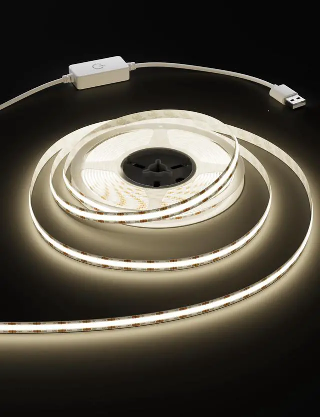 Main image of LED Strip Lights,Super Bright 5V USB COB Tape Light 6.56ft/2m 4000K Natural White with Touch Dimmer Switch,CRI90+ Flexible Dimmable TV Backlights,for Mirrors,Under Cabinet,Home DIY Projects
