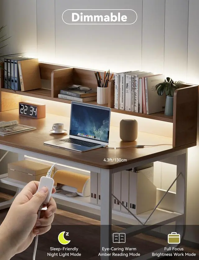 Alt view image 5 of 7 - LED Strip Lights,Super Bright 5V USB COB Tape Light 6.56ft/2m 4000K Natural White with Touch Dimmer Switch,CRI90+ Flexible Dimmable TV Backlights,for Mirrors,Under Cabinet,Home DIY Projects