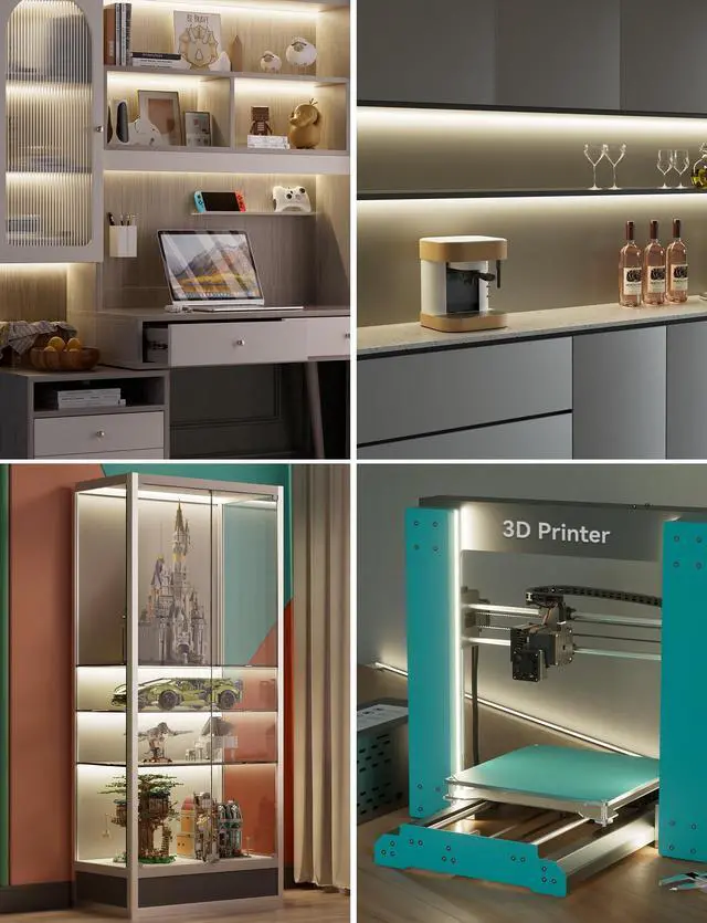 Alt view image 7 of 7 - LED Strip Lights,Super Bright 5V USB COB Tape Light 6.56ft/2m 4000K Natural White with Touch Dimmer Switch,CRI90+ Flexible Dimmable TV Backlights,for Mirrors,Under Cabinet,Home DIY Projects