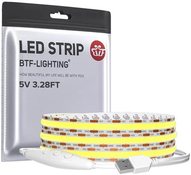 Main image of 5V USB COB LED Strip Lights Super Bright Dimmable LED Tape Light,Warm White 2700K 3.28FT Flexible Light Strip with Strong 3M Tape for 3D Printer,TV Backlight,Cabinet,Home Lighting