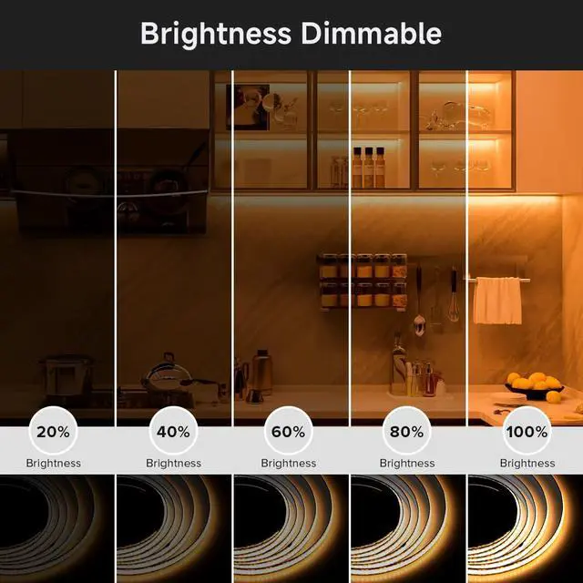 Alt view image 3 of 6 - 5V USB COB LED Strip Lights Super Bright Dimmable LED Tape Light,Warm White 2700K 3.28FT Flexible Light Strip with Strong 3M Tape for 3D Printer,TV Backlight,Cabinet,Home Lighting