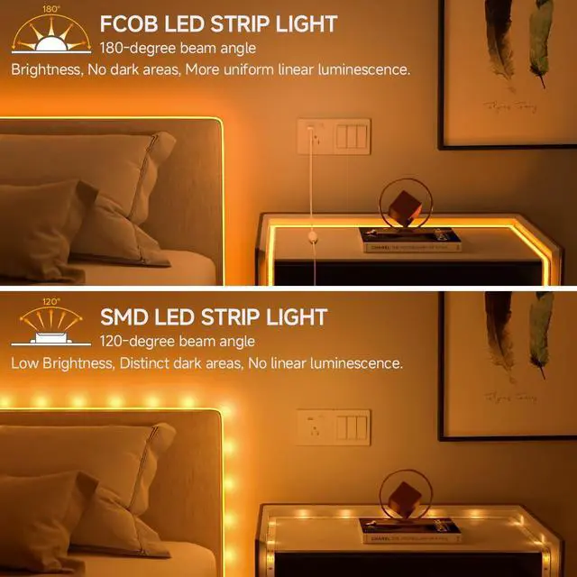 Alt view image 5 of 6 - 5V USB COB LED Strip Lights Super Bright Dimmable LED Tape Light,Warm White 2700K 3.28FT Flexible Light Strip with Strong 3M Tape for 3D Printer,TV Backlight,Cabinet,Home Lighting