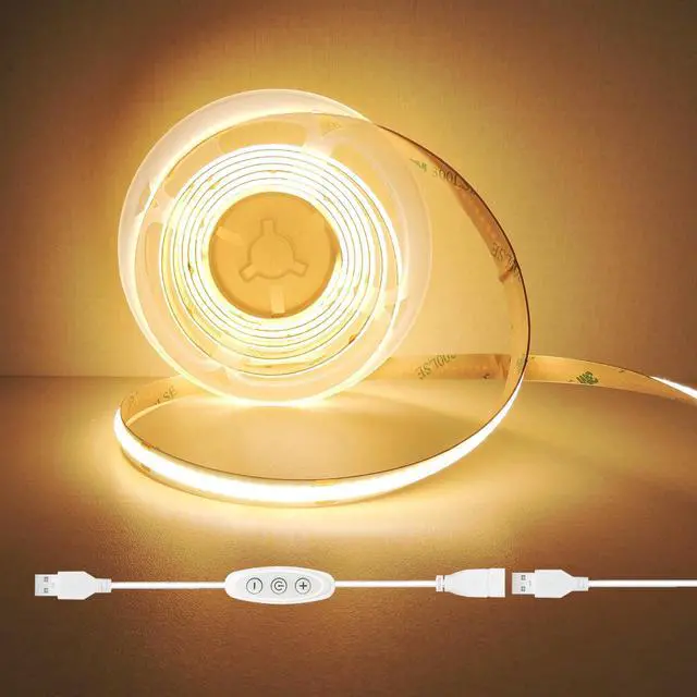 Main image of USB Light Strip Warm White 3000K with USB Dimmer, Cuttable Flexible