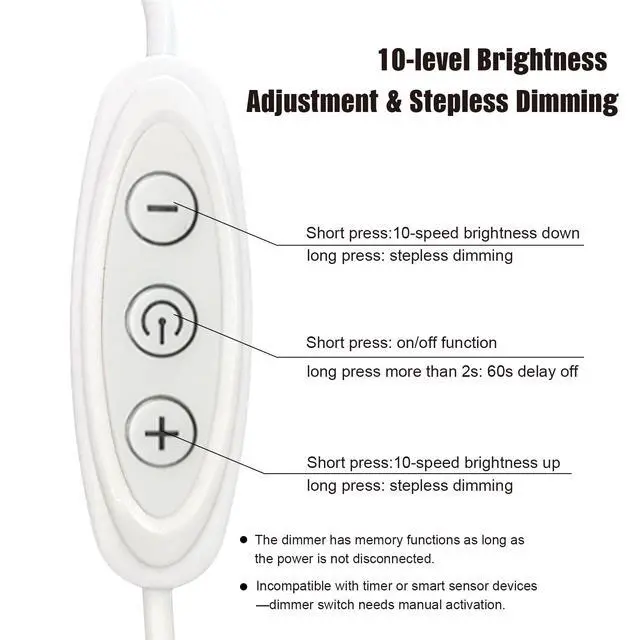 Alt view image 3 of 7 - USB Light Strip Warm White 3000K with USB Dimmer, Cuttable Flexible