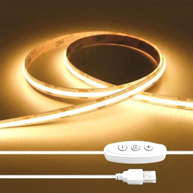 Main image of 6.56FT 3000K Warm White COB LED Strip Lights USB 5V LED Strips
