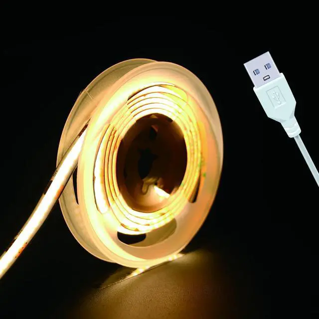 Main image of Short LED Strip Lights, COB 5V USB, Warm White 3000k (3.28FT/1M)