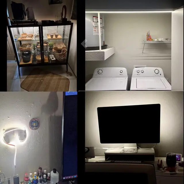 Alt view image 6 of 6 - 5V USB LED Light Strip 4.9ft, Warm White Under Cabinet Lighting