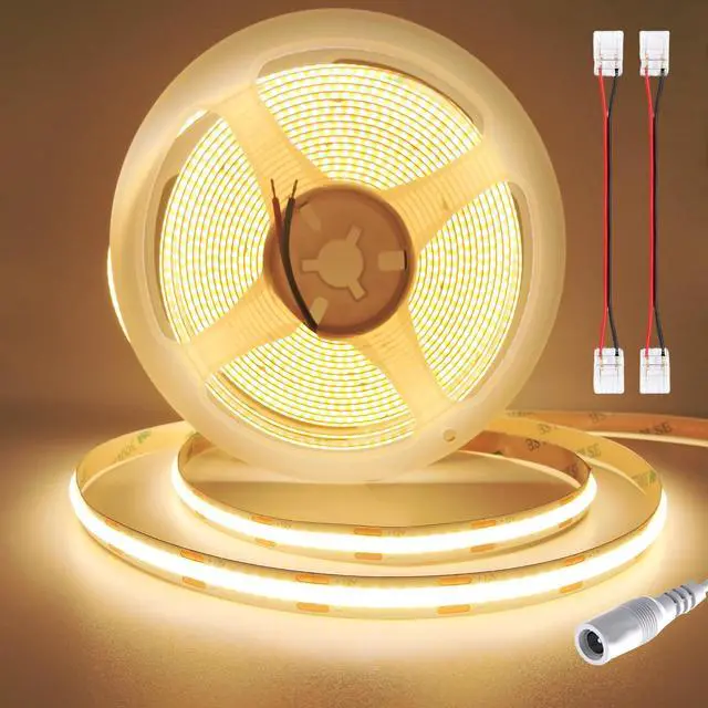 Main image of 12V COB LED Strip Lights, Warm White 3000K, 16.4 ft Warm Light Strip
