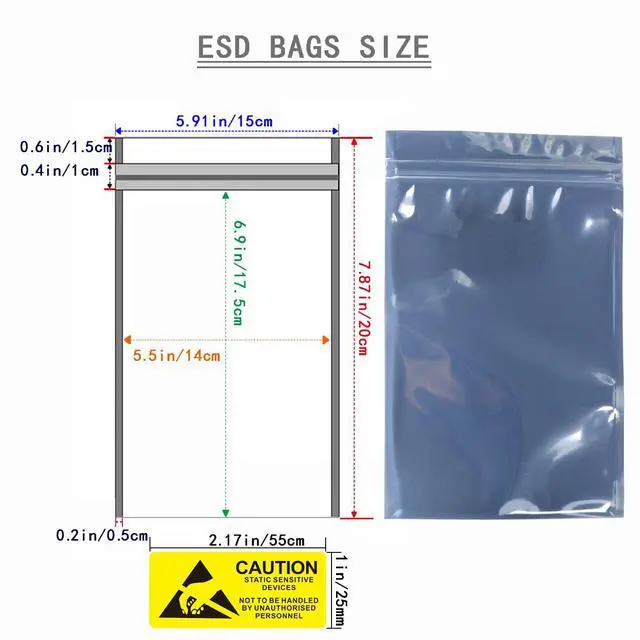 Alt view image 3 of 7 - 60pcs 5.91 * 7.87 Inch Anti Static Bags Resealable Shielding ESD Bag