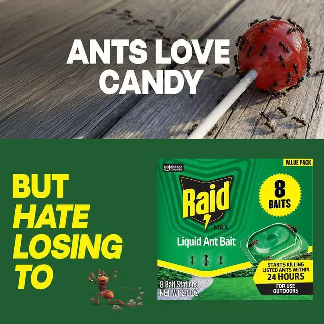 Alt view image 4 of 7 - Outdoor Liquid Ant Bait, Starts Killing Listed Ants Within 24 Hours, Effective Outdoors, Pre-Filled and Ready-to-Use, 8 Bait Stations Per Pack, 2 fl oz