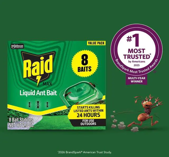 Alt view image 7 of 7 - Outdoor Liquid Ant Bait, Starts Killing Listed Ants Within 24 Hours, Effective Outdoors, Pre-Filled and Ready-to-Use, 8 Bait Stations Per Pack, 2 fl oz