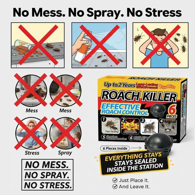Alt view image 3 of 7 - Roach Killer Indoor Infestation Bait Stations Large Roach Control, Nest Targeting Formula, Child-Resistant Design, No-Mess Easy Use, 6 Pack