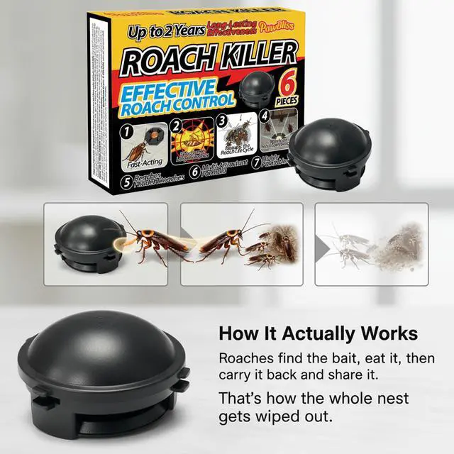 Alt view image 4 of 7 - Roach Killer Indoor Infestation Bait Stations Large Roach Control, Nest Targeting Formula, Child-Resistant Design, No-Mess Easy Use, 6 Pack