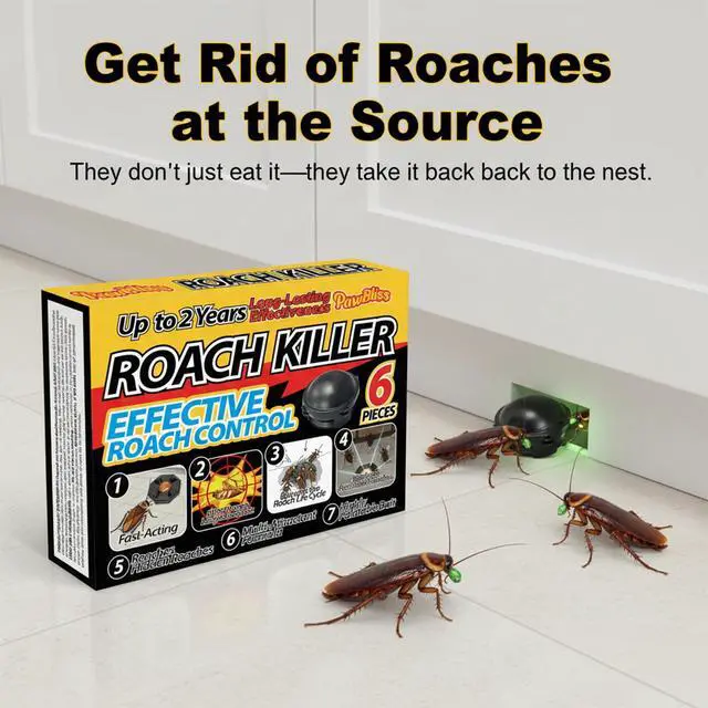 Alt view image 5 of 7 - Roach Killer Indoor Infestation Bait Stations Large Roach Control, Nest Targeting Formula, Child-Resistant Design, No-Mess Easy Use, 6 Pack
