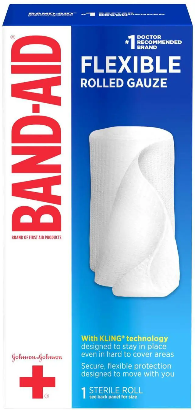 Main image of Brand of First Aid Products Flexible Rolled Gauze Dressing for Minor Wound Care, Soft Padding and Instant Absorption, 4 Inches by 2.5 Yards, 3 Pack
