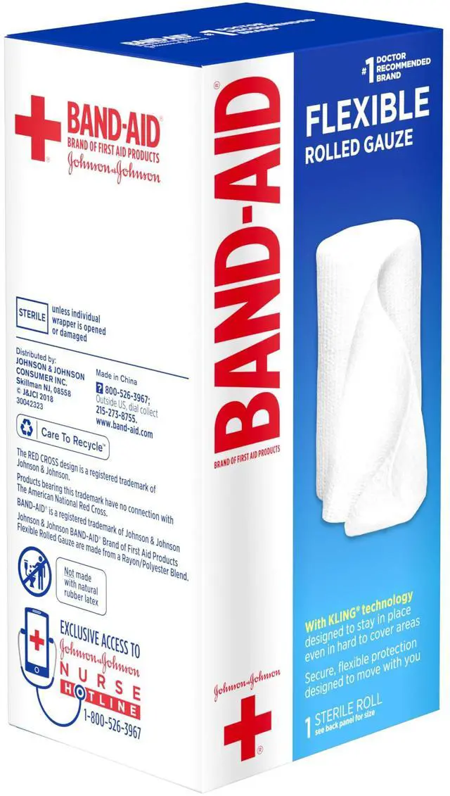 Alt view image 3 of 6 - Brand of First Aid Products Flexible Rolled Gauze Dressing for Minor Wound Care, Soft Padding and Instant Absorption, 4 Inches by 2.5 Yards, 3 Pack