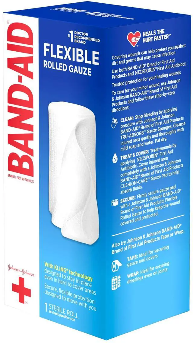 Alt view image 4 of 6 - Brand of First Aid Products Flexible Rolled Gauze Dressing for Minor Wound Care, Soft Padding and Instant Absorption, 4 Inches by 2.5 Yards, 3 Pack