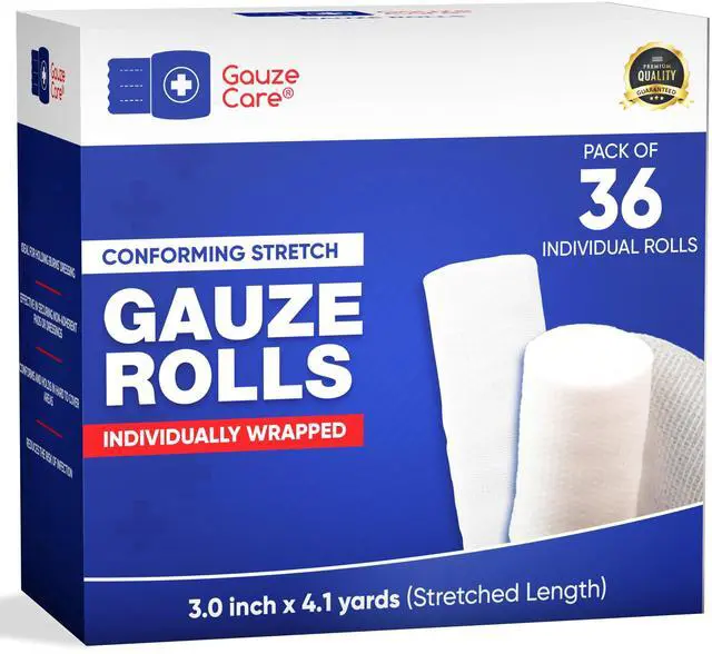 Main image of Gauze Rolls 3 inch 36 Rolls Premium Quality Lint and Latex-Free Rolled Gauze 3 inches x 4.1 Yards - Conforming Stretch Bandages Designed for Effective Wound Care & Comfort