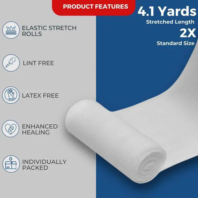 Alt view image 2 of 5 - Gauze Rolls 3 inch 36 Rolls Premium Quality Lint and Latex-Free Rolled Gauze 3 inches x 4.1 Yards - Conforming Stretch Bandages Designed for Effective Wound Care & Comfort