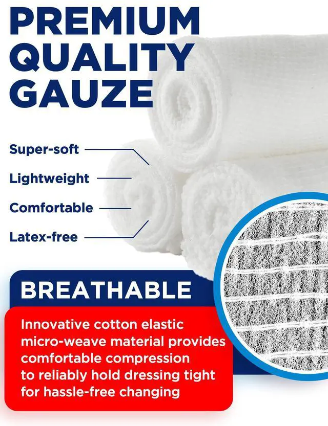 Alt view image 4 of 7 - Medical Gauze Rolls 20pk 4" x4.1yd Soft and Breathable Gauze Bandage