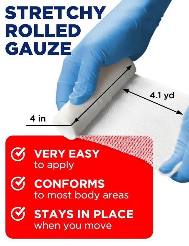 Alt view image 5 of 7 - Medical Gauze Rolls 20pk 4" x4.1yd Soft and Breathable Gauze Bandage
