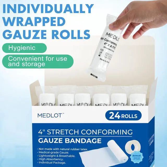 Alt view image 5 of 7 - Gauze Rolls, 4 Inch x 4.1 Yards, Conforming Stretch Gauze Bandage