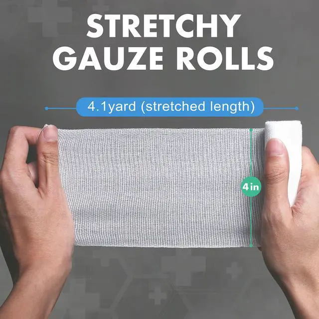 Alt view image 6 of 7 - Gauze Rolls, 4 Inch x 4.1 Yards, Conforming Stretch Gauze Bandage