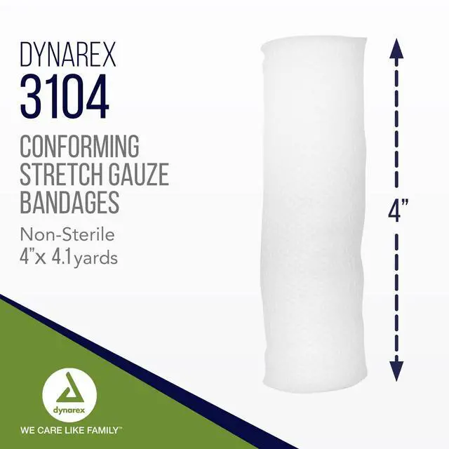 Alt view image 2 of 7 - Stretch Gauze Bandages, 4" x 4.1 yds, Non-Sterile & Latex-Free, Wound Care in Medical and Home Environments, 1 Box of 12 Dynarex Stretch Gauze Bandages