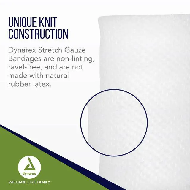 Alt view image 3 of 7 - Stretch Gauze Bandages, 4" x 4.1 yds, Non-Sterile & Latex-Free, Wound Care in Medical and Home Environments, 1 Box of 12 Dynarex Stretch Gauze Bandages