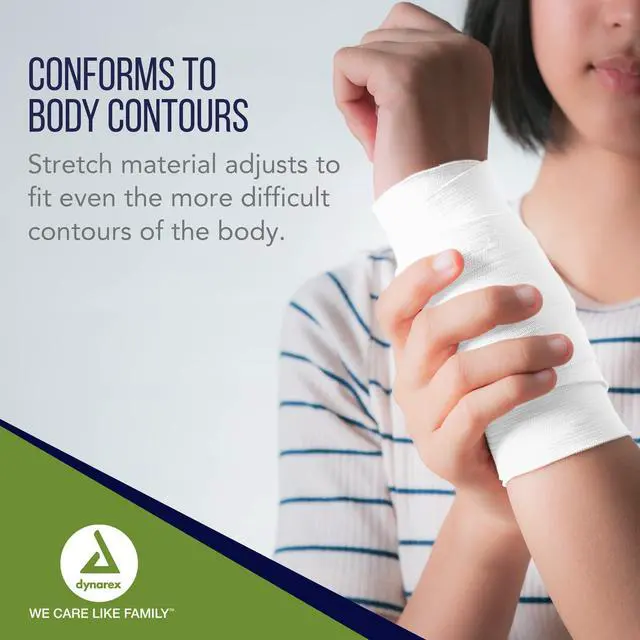 Alt view image 5 of 7 - Stretch Gauze Bandages, 4" x 4.1 yds, Non-Sterile & Latex-Free, Wound Care in Medical and Home Environments, 1 Box of 12 Dynarex Stretch Gauze Bandages