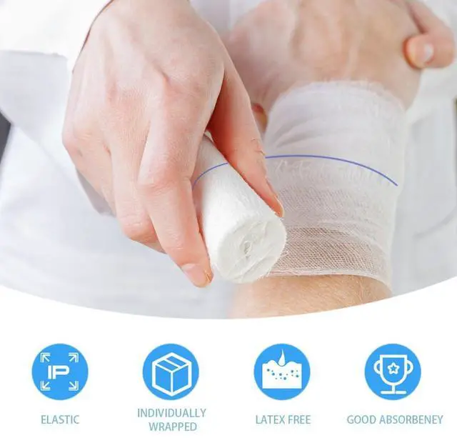 Alt view image 4 of 7 - Gauze Bandage Rolls 24 Pack for Dressing All Types of Wounds Individually 3in x 4.1yd Breathable Conforming Stretch Gauze Wrap