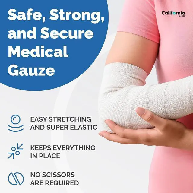 Alt view image 4 of 7 - 24-Pack Gauze Bandage Roll with Tape, 4 Inches x 4 Yards - Soft, Stretchable & Breathable Wrap for Wound Care, First Aid & Medical Supplies - White